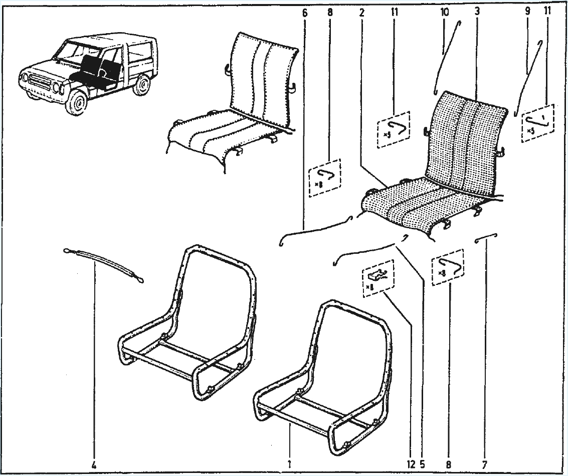 Structure siège avant Rodéo 5 5E