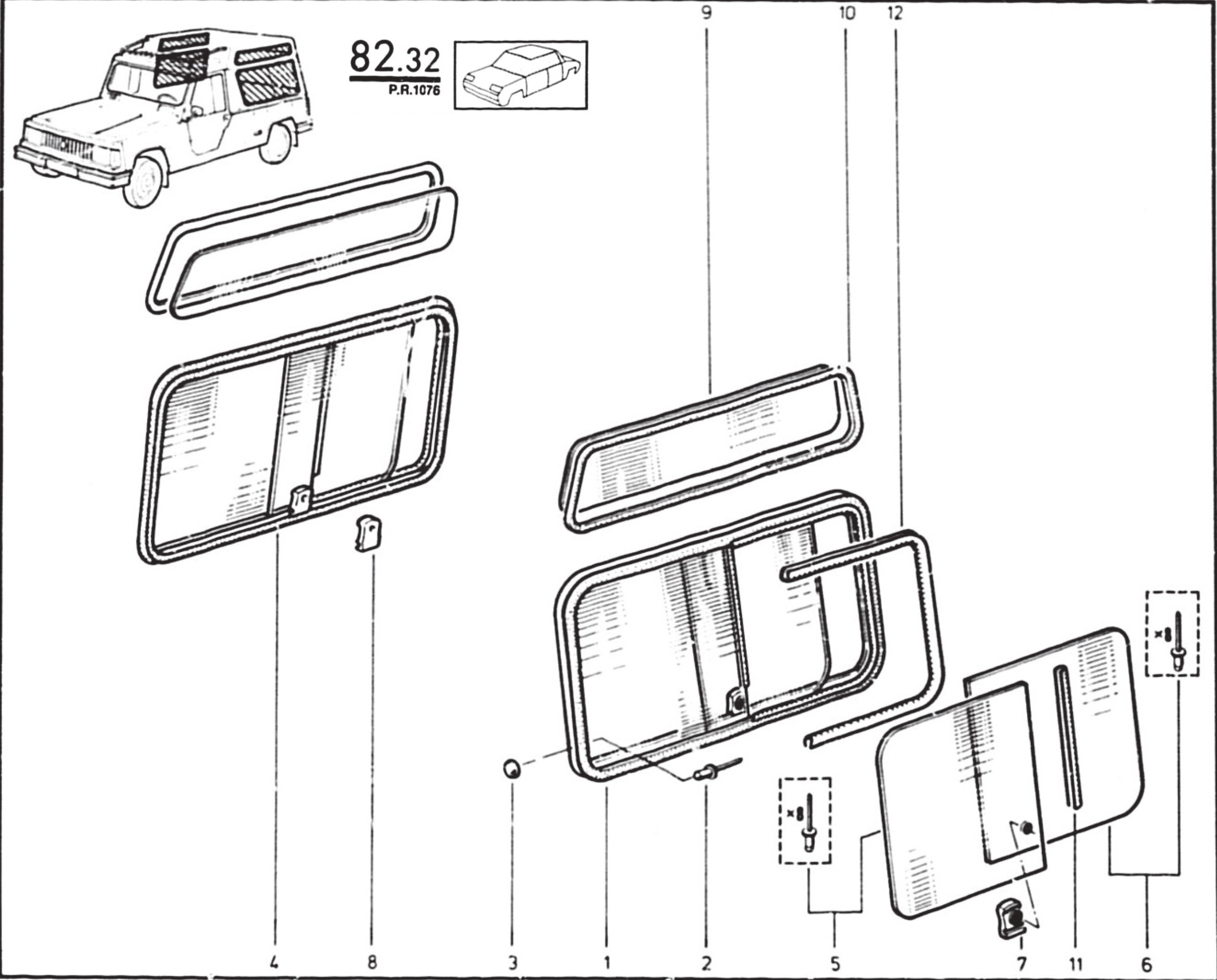 Vitrages latéraux de hard top Rodéo 6 4D